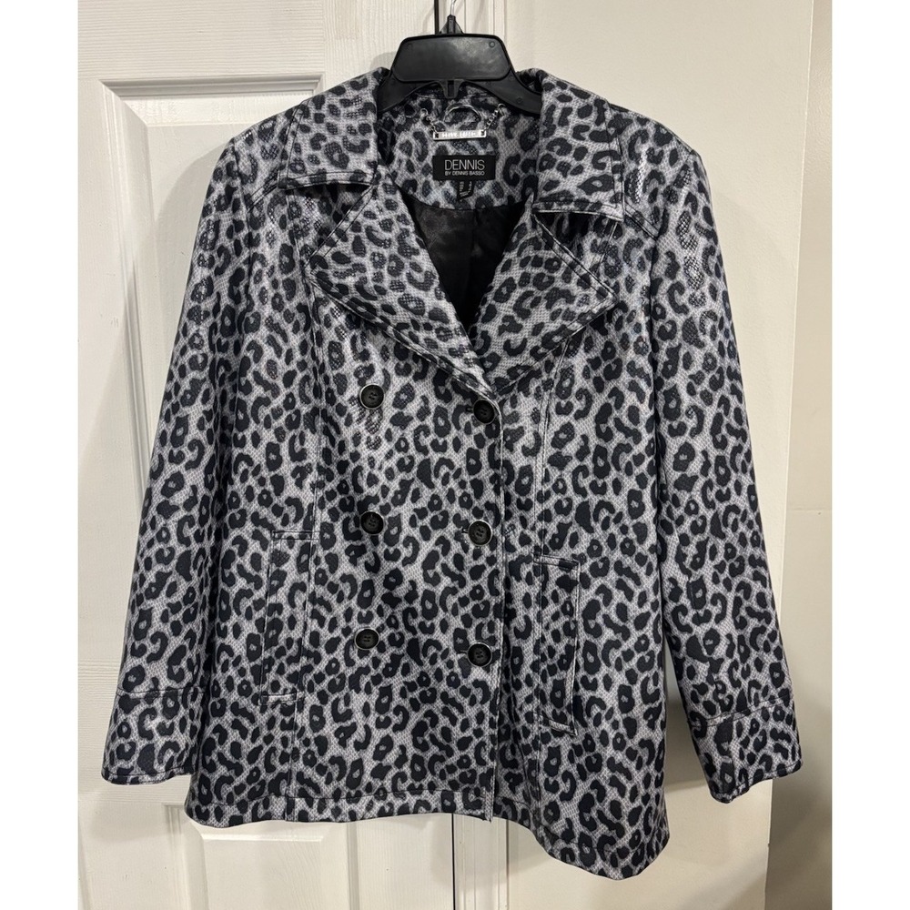 Dennis By Dennis Basso Lepard Blazer Jacket Sz S Black Gray‎ Shimmer Pockets